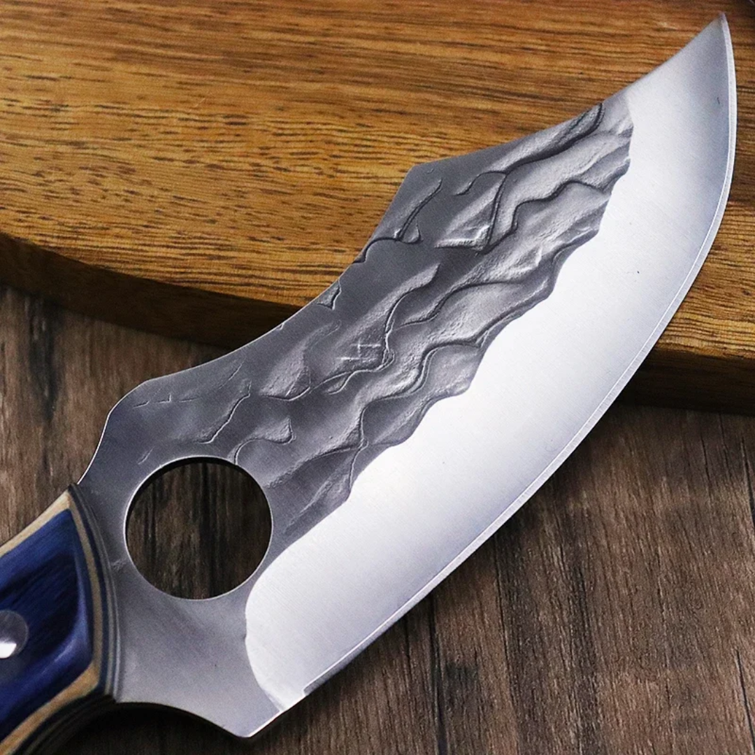 Dravon BluSteel Knife Forged Stainless Steel With Leather Sheath