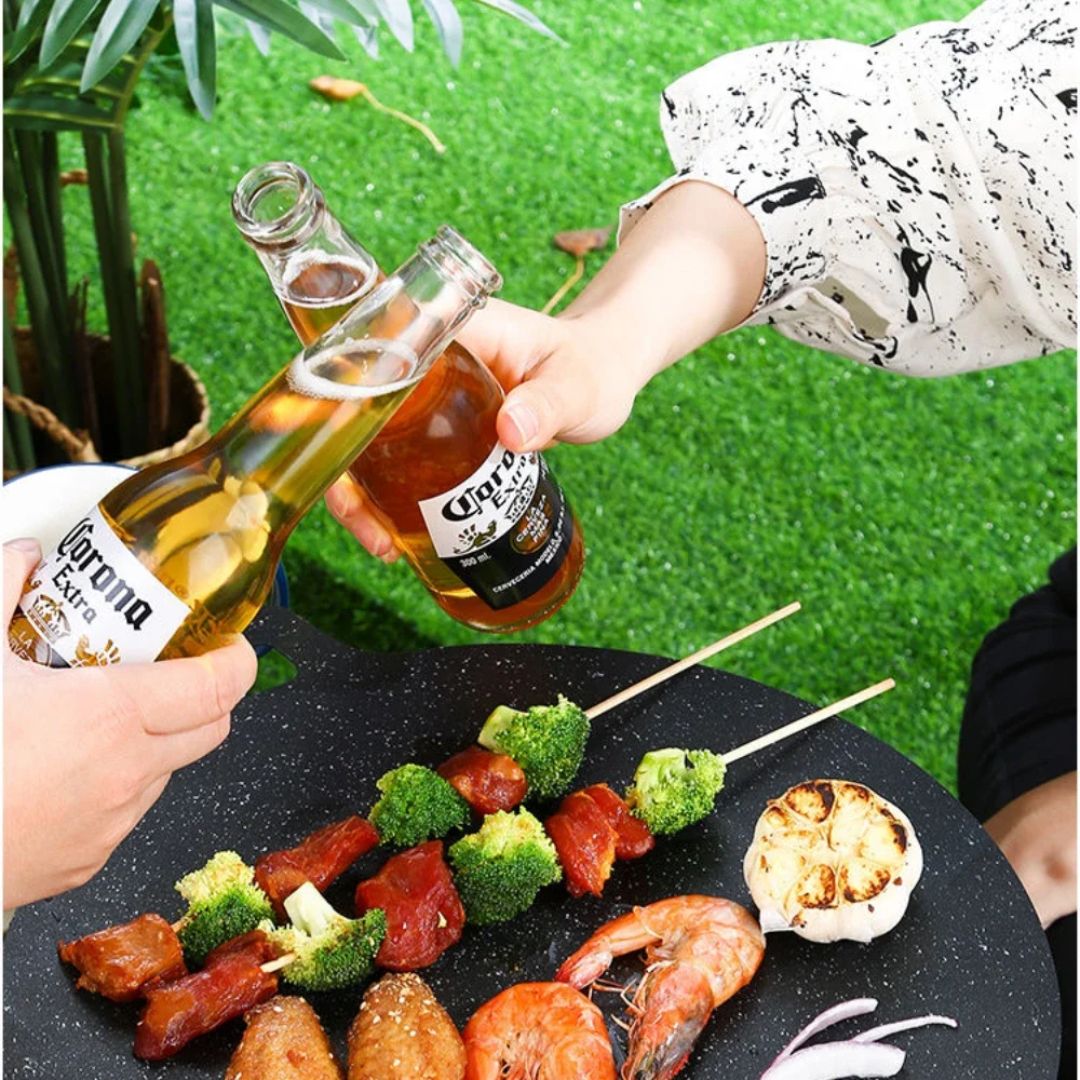 Dravon Nonstick Stone Frying Pan for Barbecue and Food Preparation Multi Versatile - FOOD DOESN'T STICK