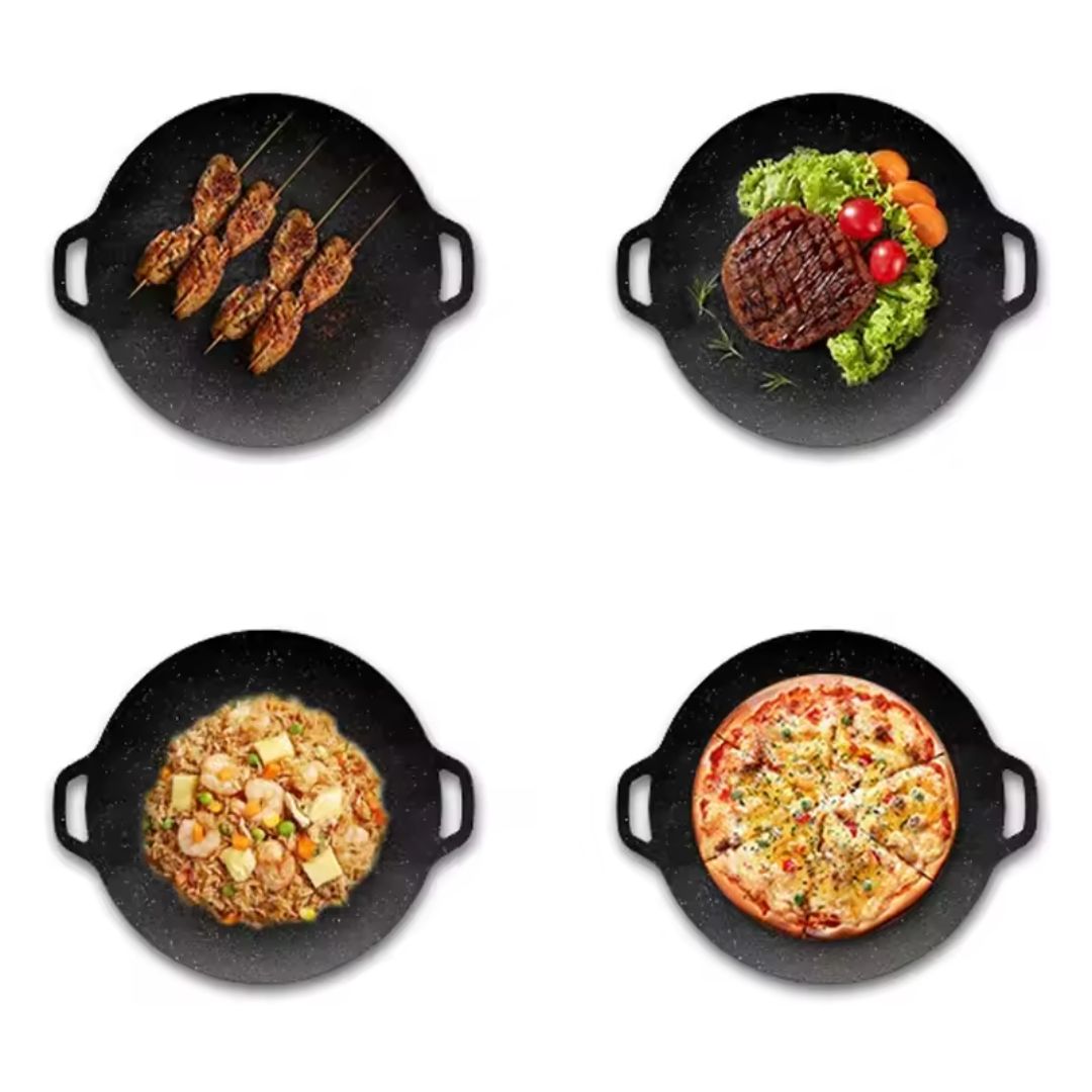 Dravon Nonstick Stone Frying Pan for Barbecue and Food Preparation Multi Versatile - FOOD DOESN'T STICK