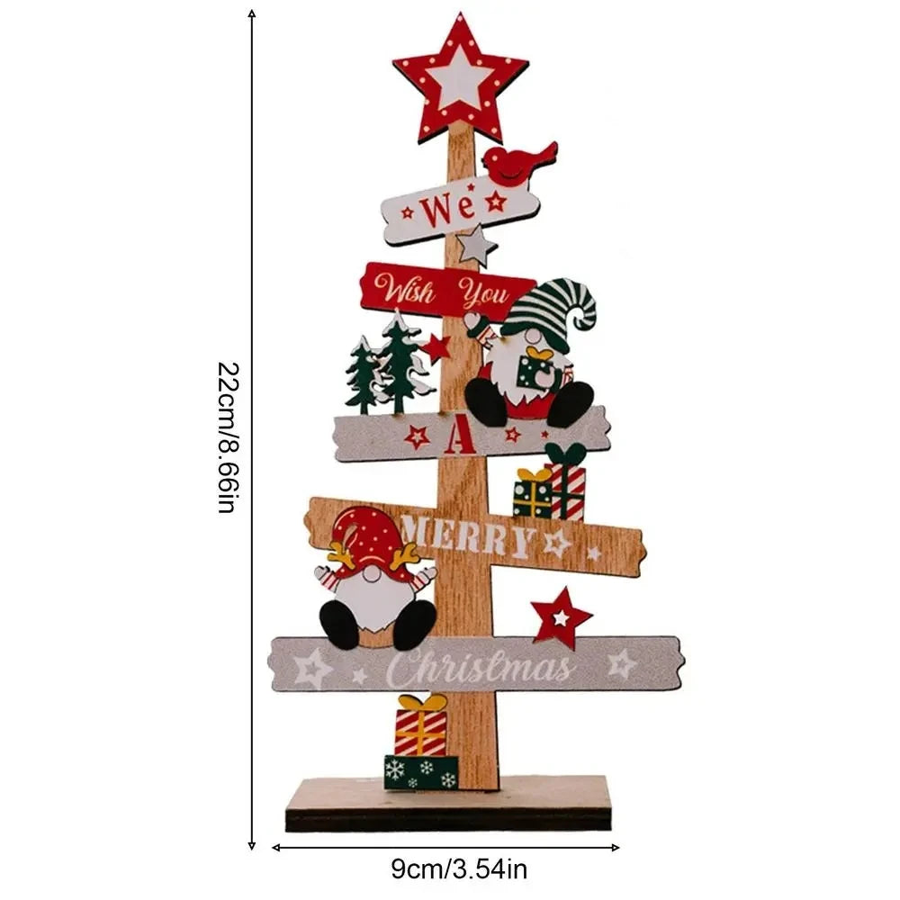 Wooden Christmas Tree Ornament – Santa Claus Xmas Sign Plaque for Home 2025