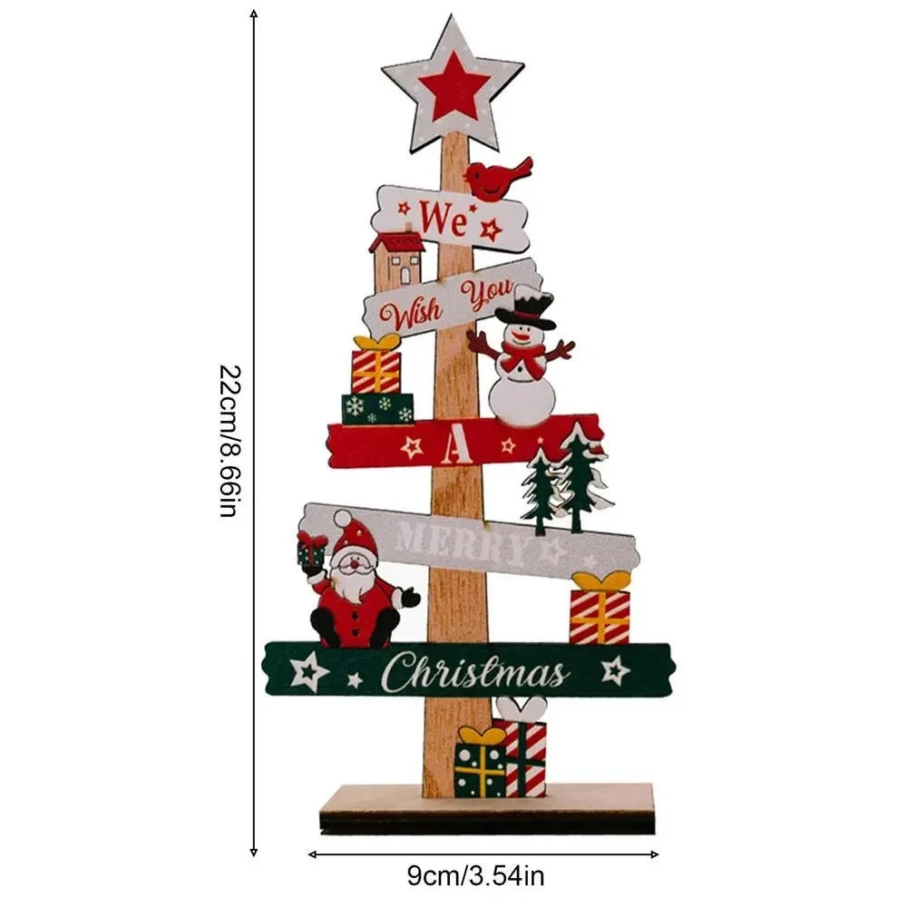 Wooden Christmas Tree Ornament – Santa Claus Xmas Sign Plaque for Home 2025