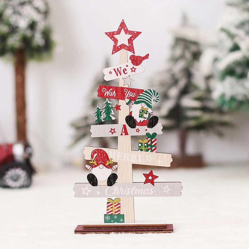 Wooden Christmas Tree Ornament – Santa Claus Xmas Sign Plaque for Home 2025