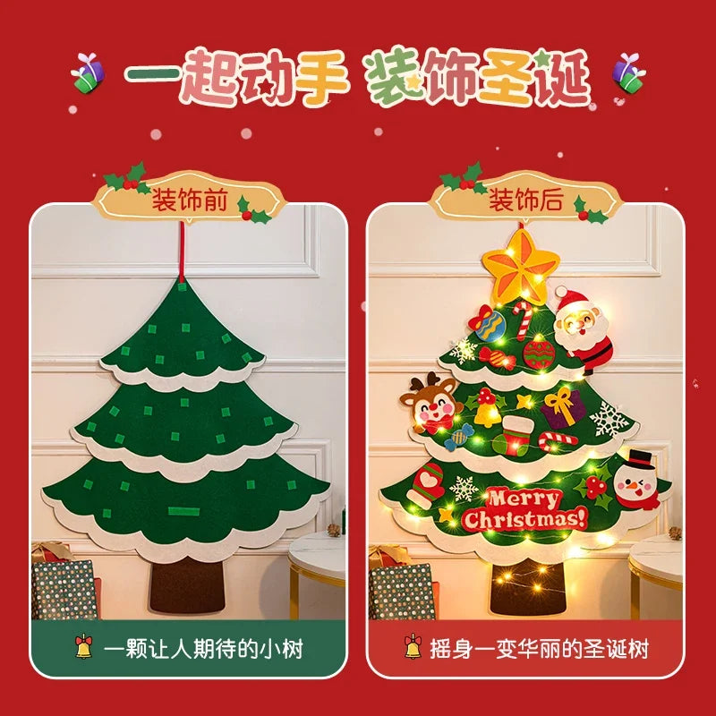 DIY Felt Christmas Tree with Lights β 2025 Kids' Xmas Decoration & Ornament Set LED 3M