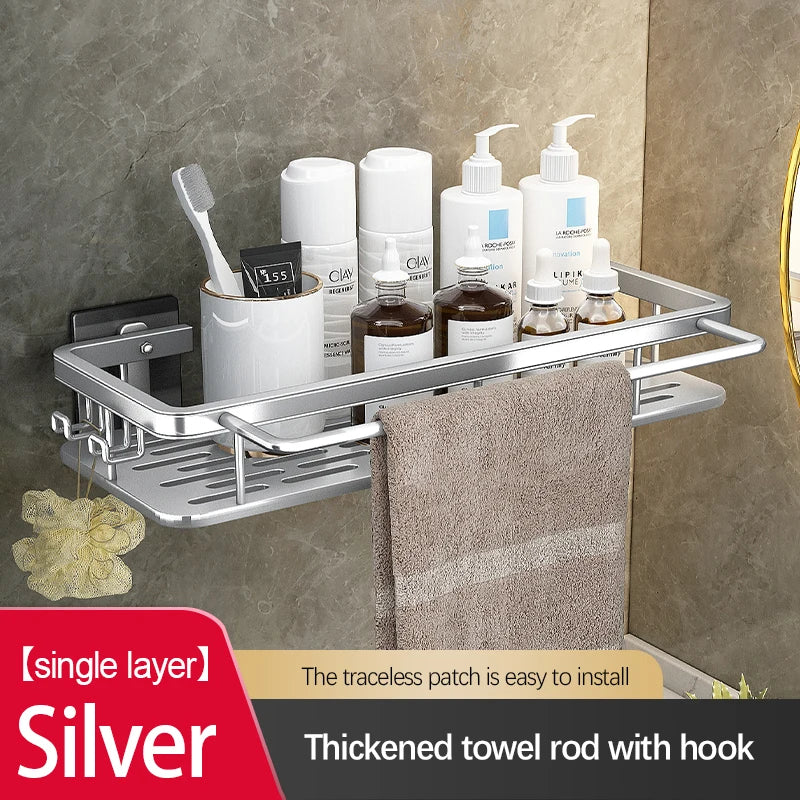 Stainless Steel Bathroom Storage Rack β Anti-Rust Suction Cup Shower Organizer