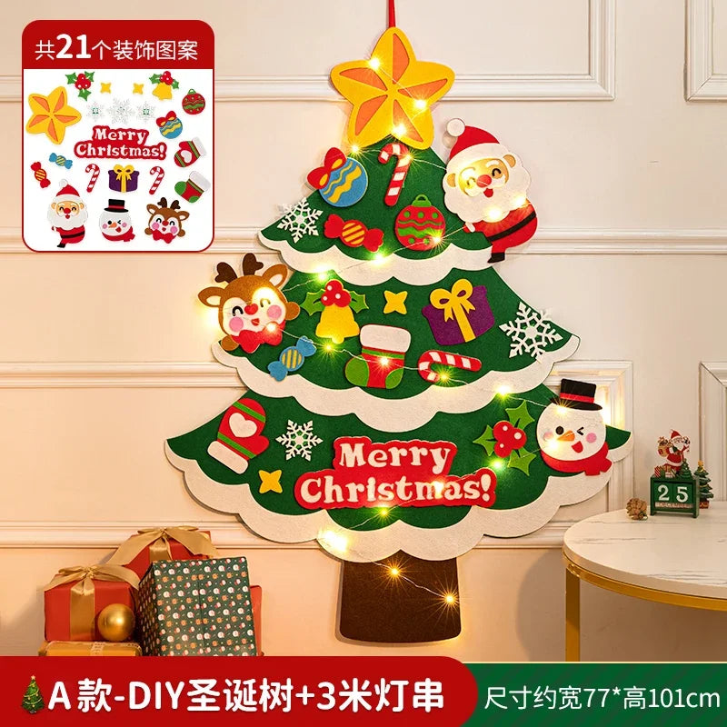DIY Felt Christmas Tree with Lights β 2025 Kids' Xmas Decoration & Ornament Set LED 3M