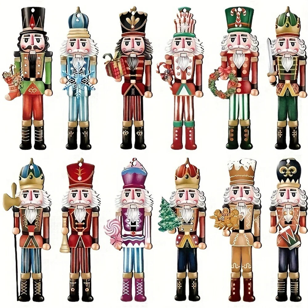 Set 12pcs Wooden Christmas Nutcracker Ornaments β Hanging Decorations for Xmas Tree 2024/2025
