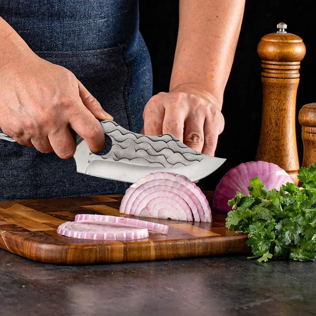 Dravon BluSteel Knife Forged Stainless Steel With Leather Sheath