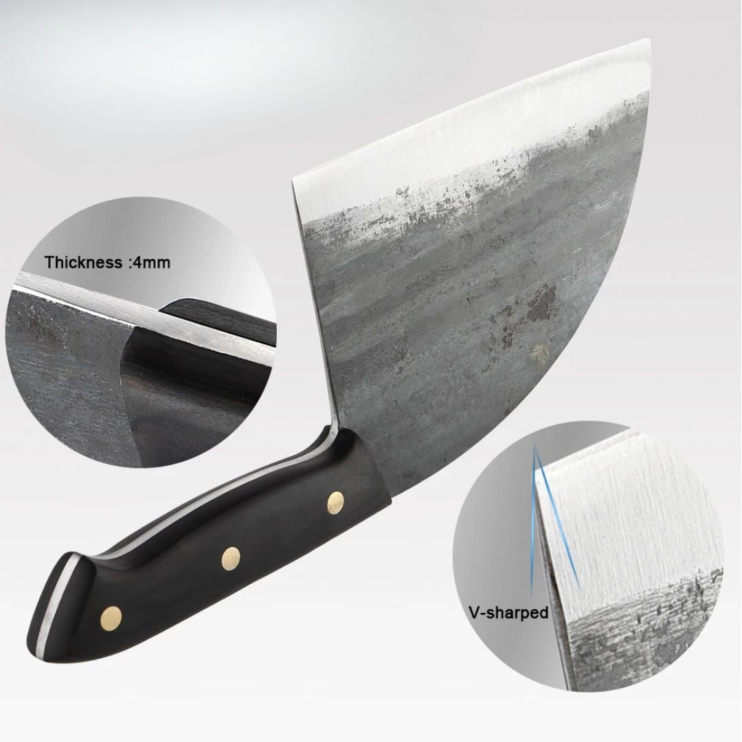 Dravon BlackSteel Cleaver in Hand-Forged Carbon Steel - Premium Quality