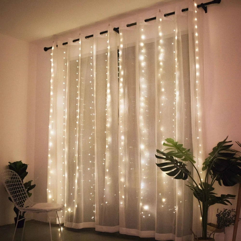 Christmas Curtain Fairy Lights – Festive Garland Decoration for Home 2025 & New Year