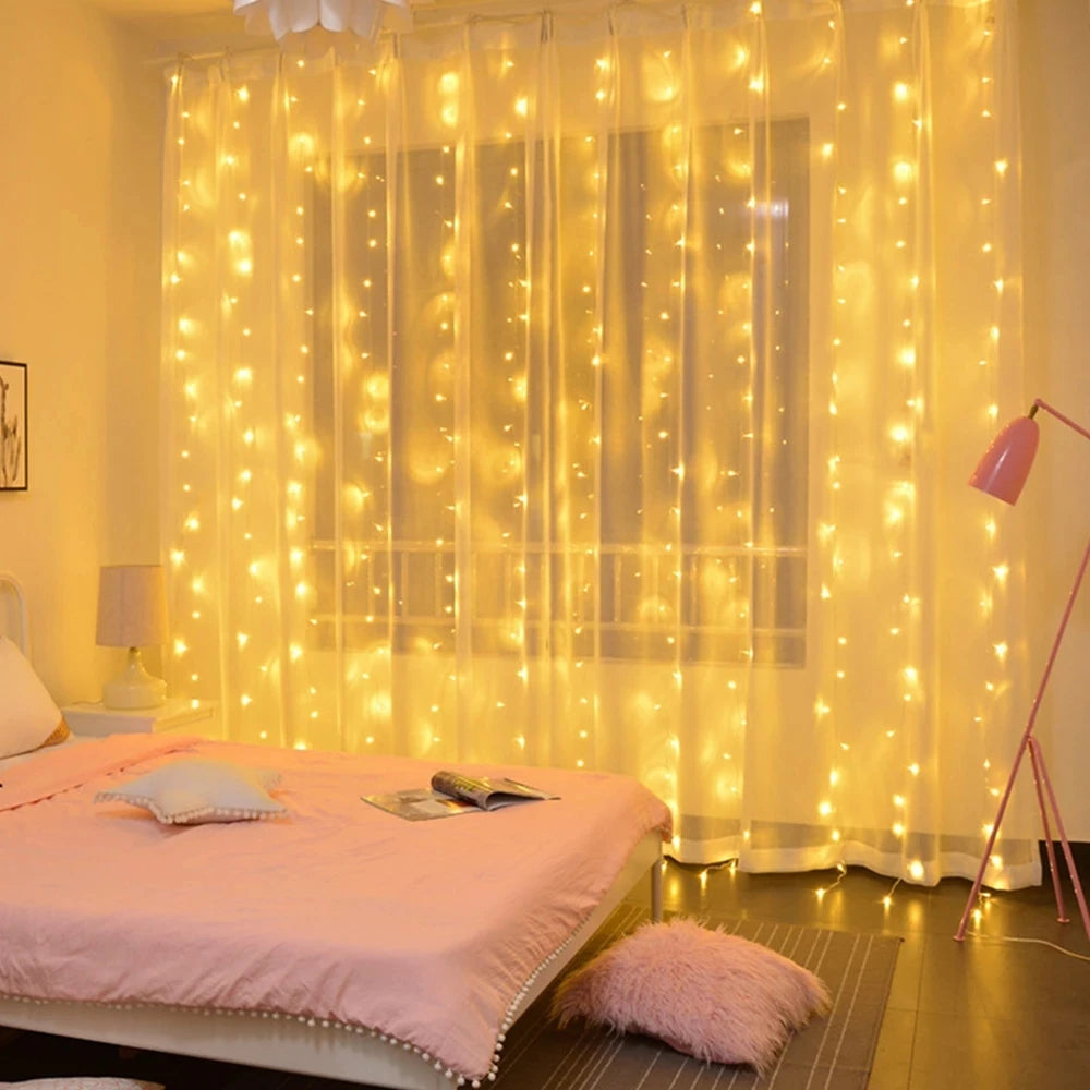 Christmas Curtain Fairy Lights – Festive Garland Decoration for Home 2025 & New Year