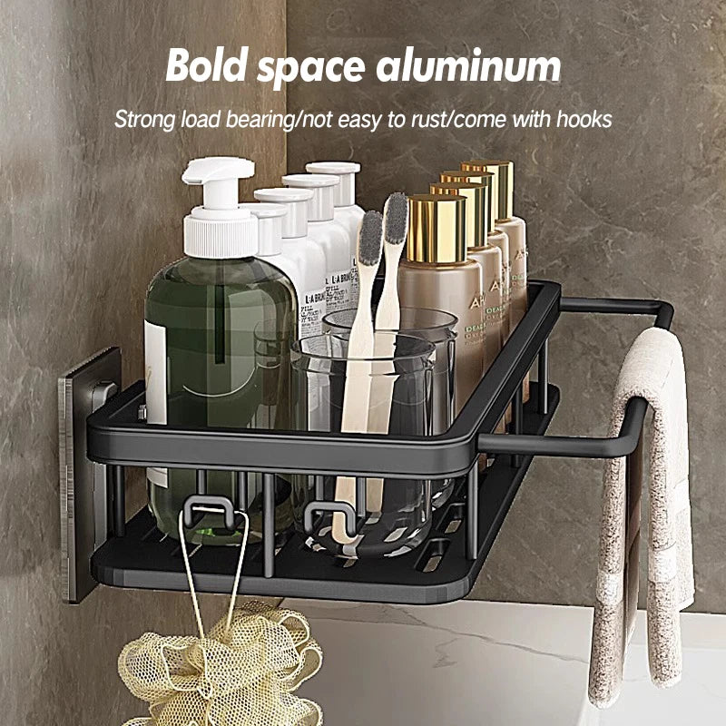 Stainless Steel Bathroom Storage Rack – Anti-Rust Suction Cup Shower Organizer