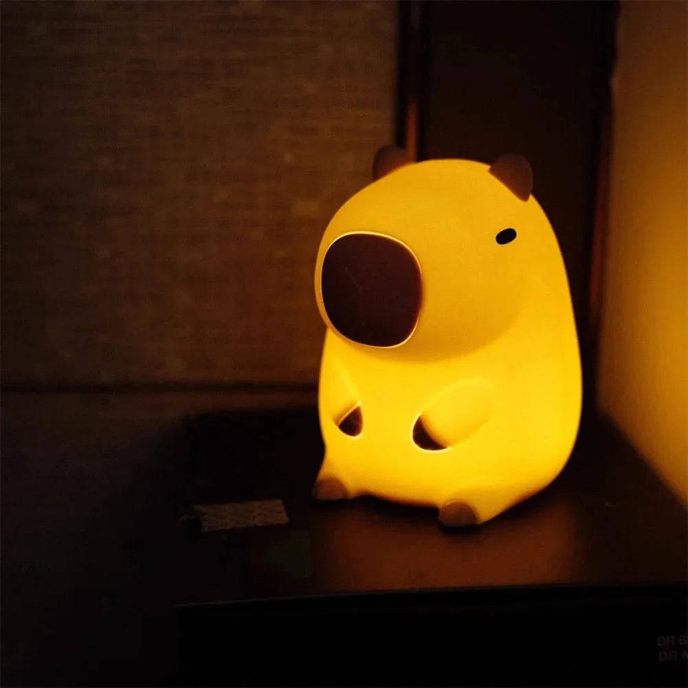 Capybara LED Night Light – Cute Silicone Animal Touch Lamp for Kids' Room & Bedside