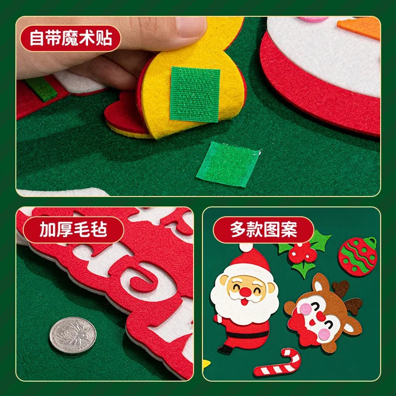 DIY Felt Christmas Tree with Lights – 2025 Kids' Xmas Decoration & Ornament Set LED 3M