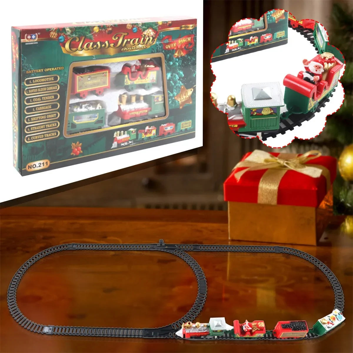 Christmas Electric Train Set – Realistic Toy Train for Kids, Safe & Easy to Assemble