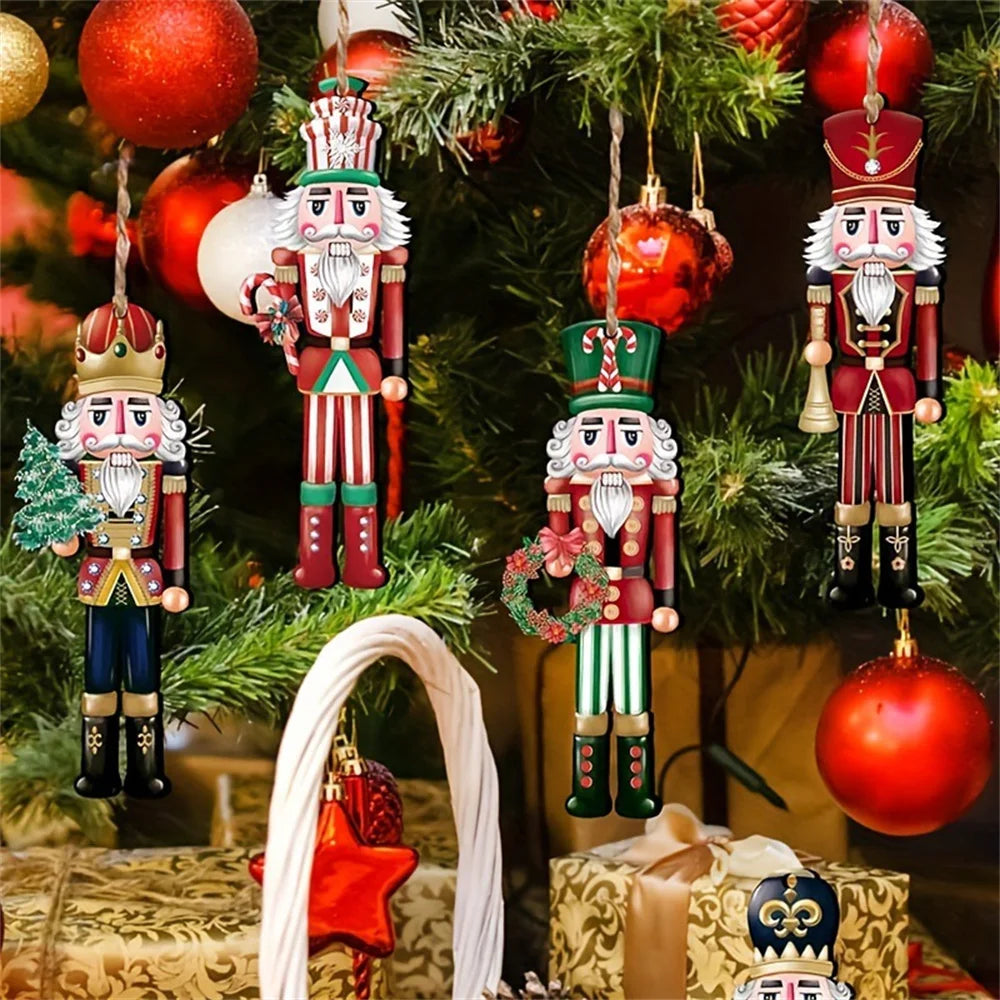 Set 12pcs Wooden Christmas Nutcracker Ornaments – Hanging Decorations for Xmas Tree 2024/2025