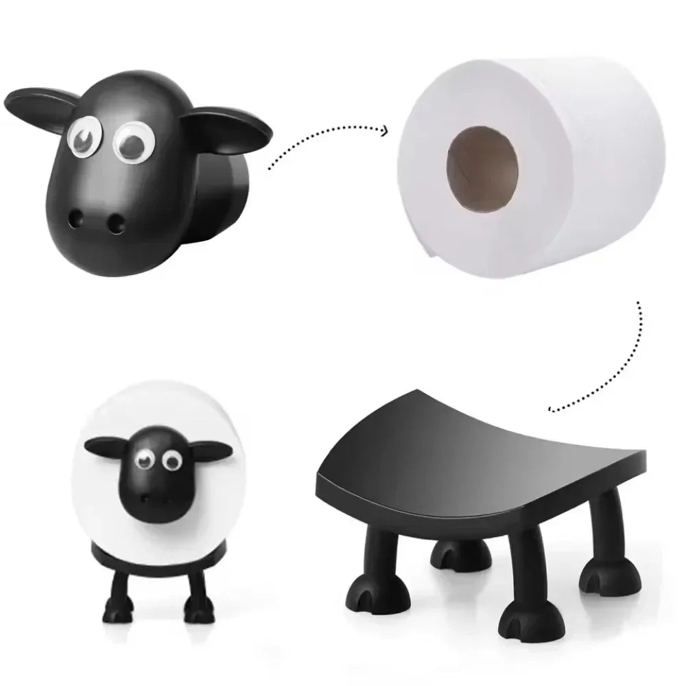 2025 Resin Sheep Toilet Paper Holder – Stackable Animal Tissue Organizer for Bathroom Decor