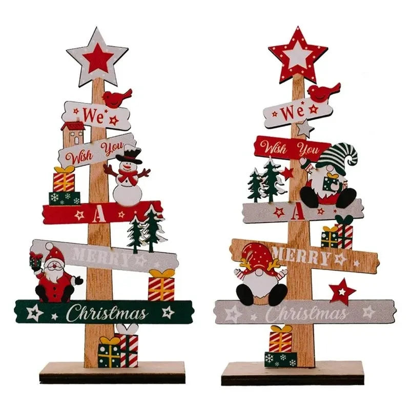 Wooden Christmas Tree Ornament – Santa Claus Xmas Sign Plaque for Home 2025