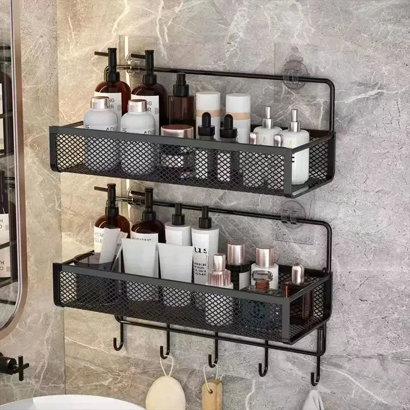 Portable Wall-Mounted Storage Rack – No-Drill Hanging Basket for Kitchen & Bathroom