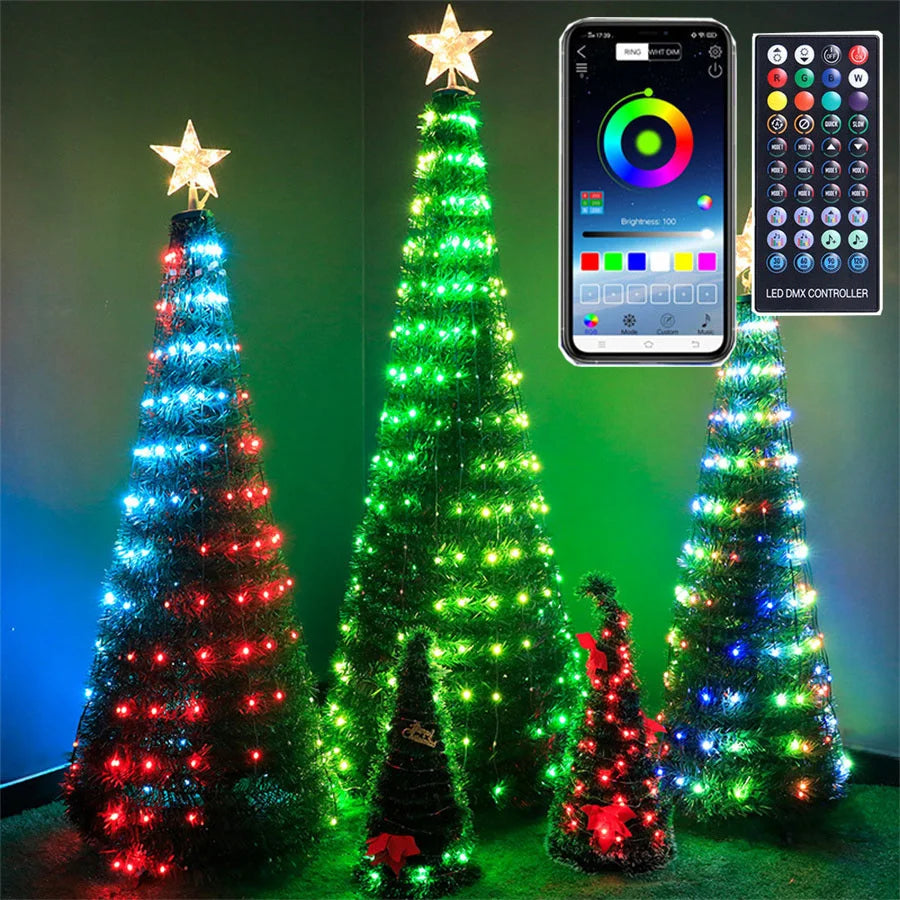 RGB LED Christmas Tree Lights Lighting Control via Mobile App