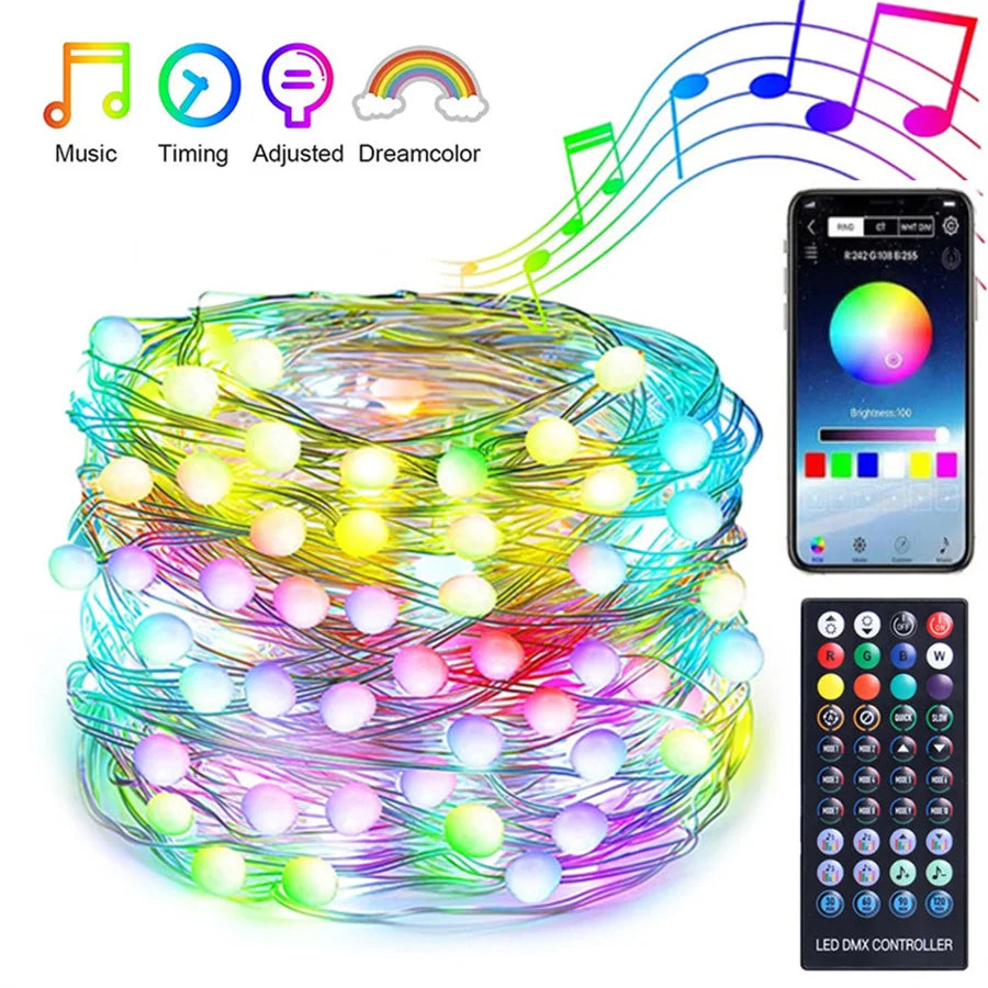 RGB LED Christmas Tree Lights Lighting Control via Mobile App