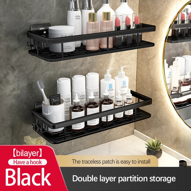 Stainless Steel Bathroom Storage Rack – Anti-Rust Suction Cup Shower Organizer