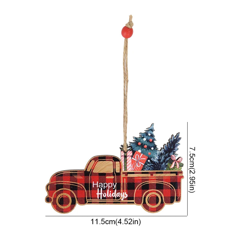Wooden Christmas Tree Ornament – Santa Claus Xmas Sign Plaque for Home 2025