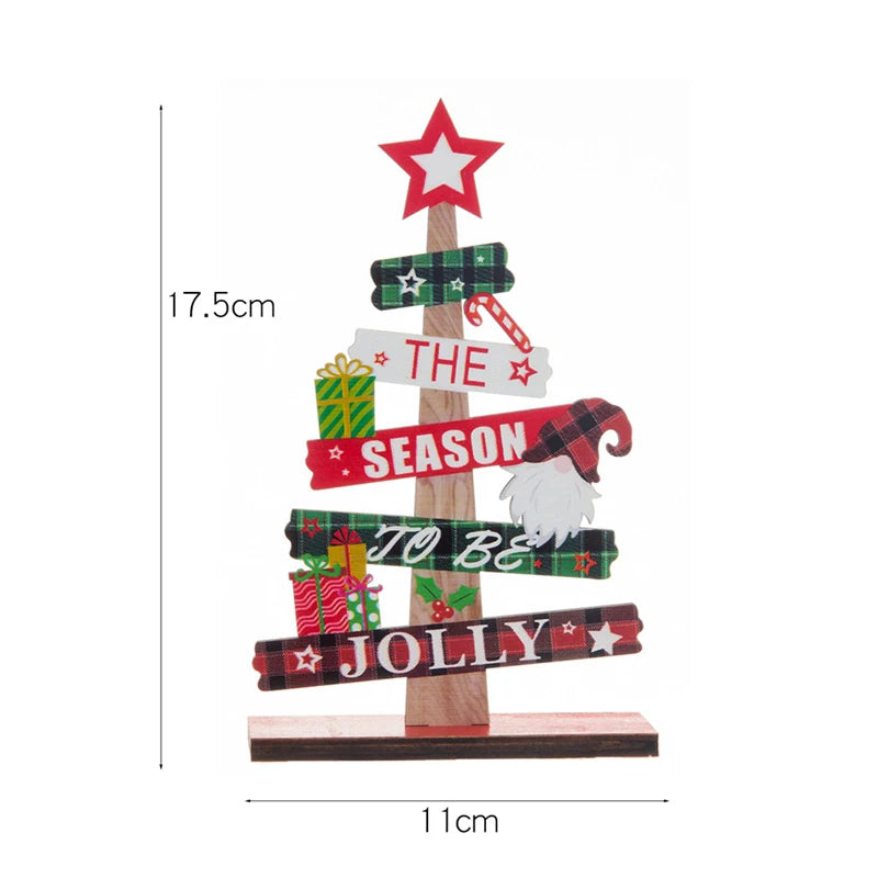 Wooden Christmas Tree Ornament – Santa Claus Xmas Sign Plaque for Home 2025