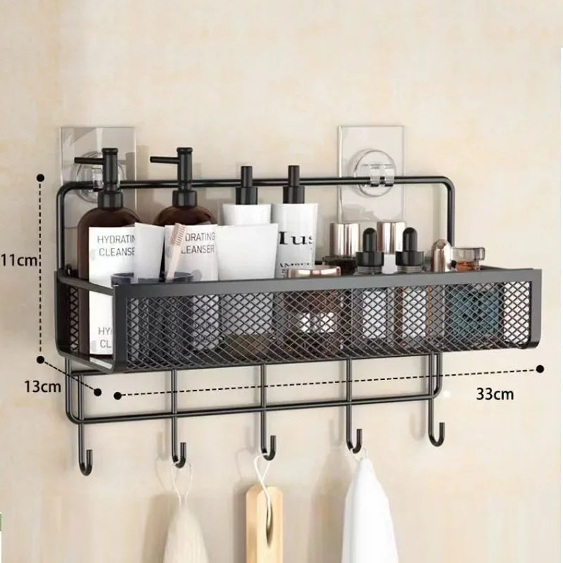 Portable Wall-Mounted Storage Rack – No-Drill Hanging Basket for Kitchen & Bathroom