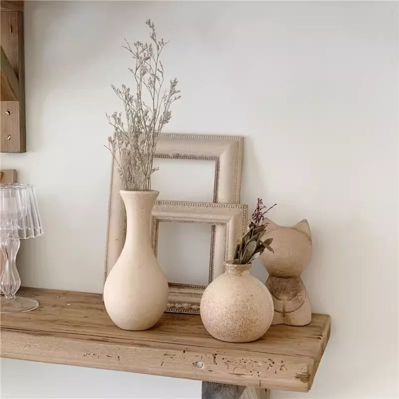 Rustic Wooden Vase – Handmade Mosaic Decorative Prop for Home & Photography