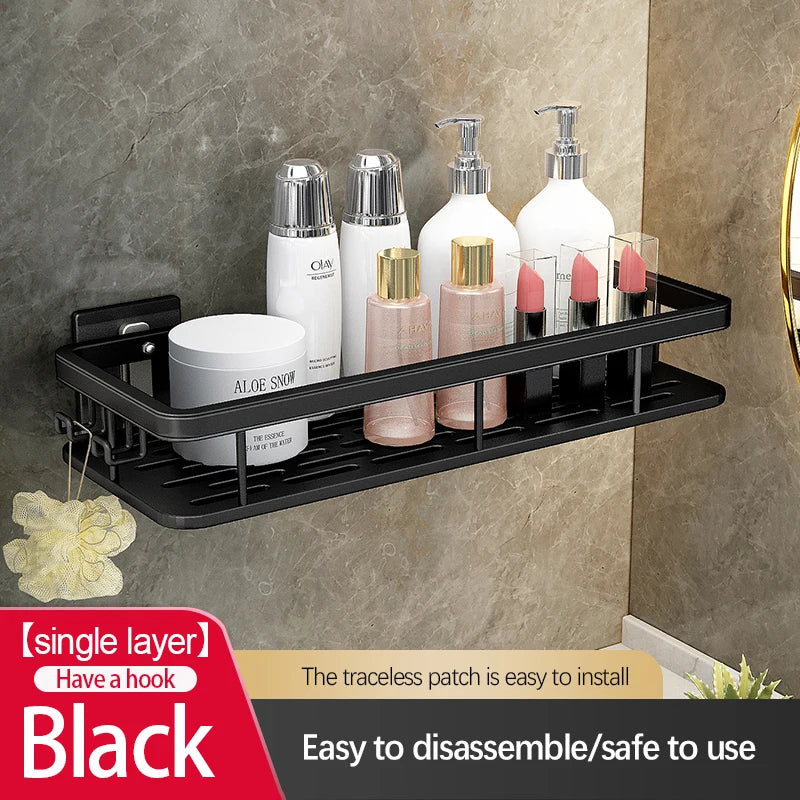 Stainless Steel Bathroom Storage Rack – Anti-Rust Suction Cup Shower Organizer