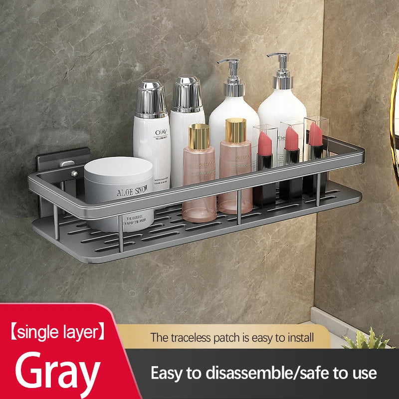 Stainless Steel Bathroom Storage Rack – Anti-Rust Suction Cup Shower Organizer