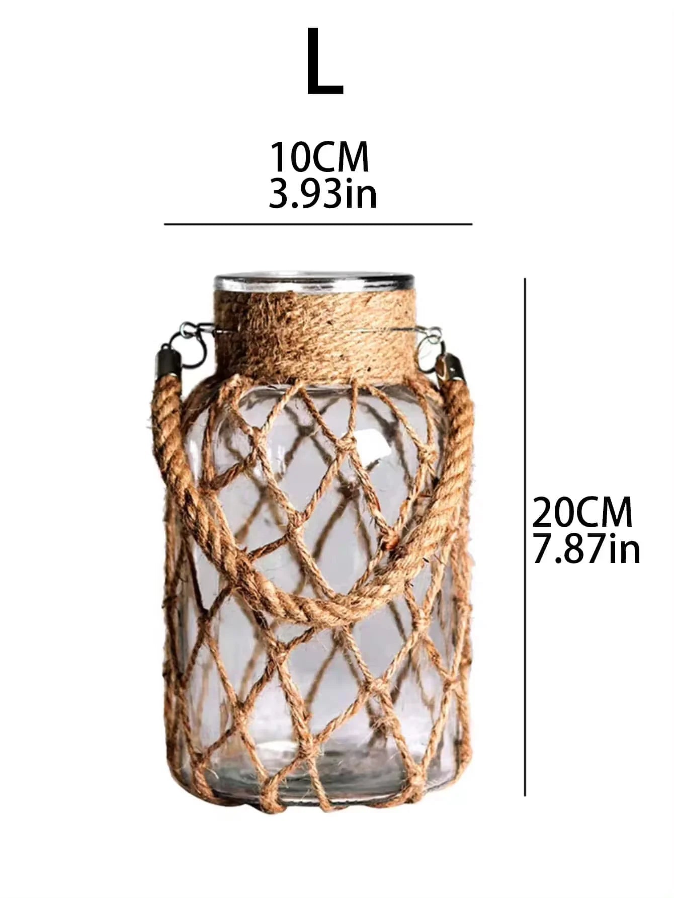 Rustic Hanging Glass Vase – Rope Net Flower Holder for Boho Home & Table Décor