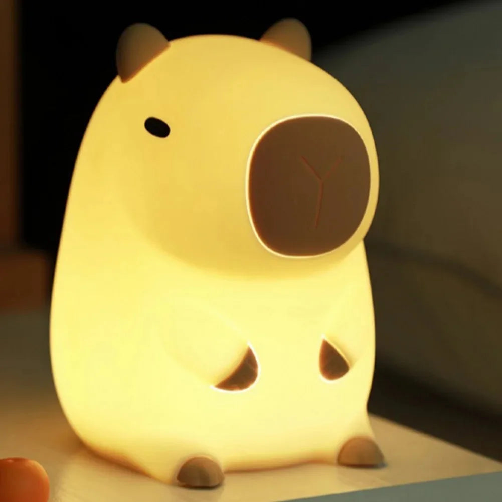 Capybara LED Night Light – Cute Silicone Animal Touch Lamp for Kids' Room & Bedside