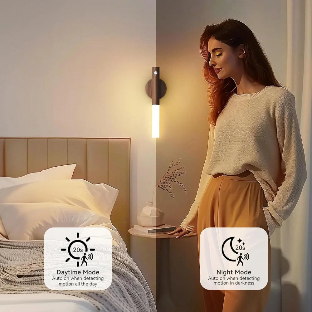 Smart Motion Sensor Night Light – Rechargeable Magnetic LED Wall Lamp for Hallway & Bedroom