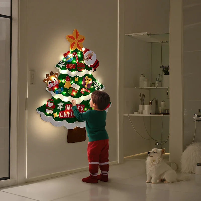 DIY Felt Christmas Tree with Lights – 2025 Kids' Xmas Decoration & Ornament Set LED 3M