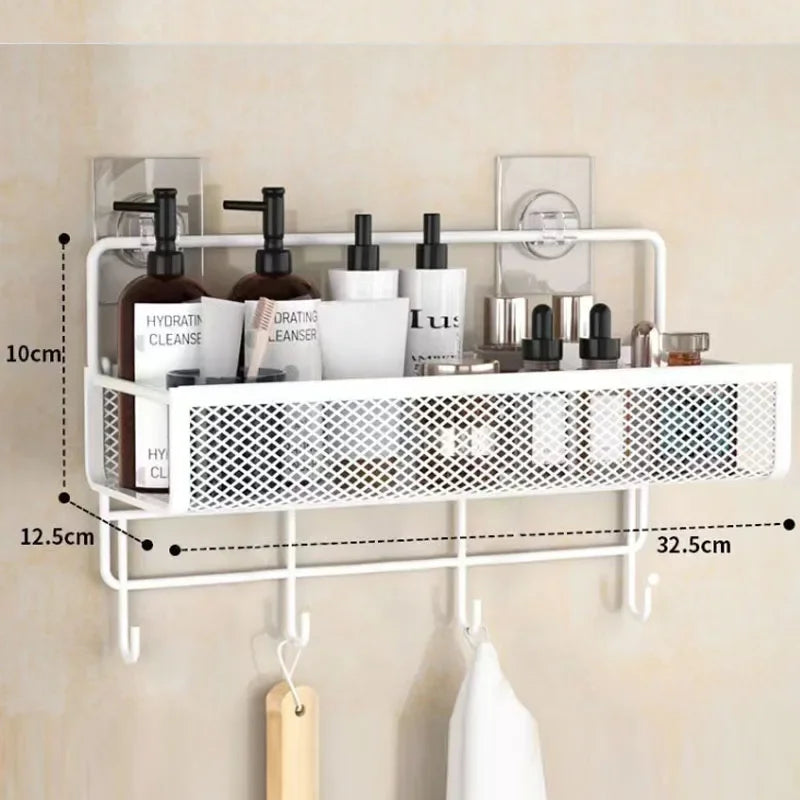Portable Wall-Mounted Storage Rack – No-Drill Hanging Basket for Kitchen & Bathroom
