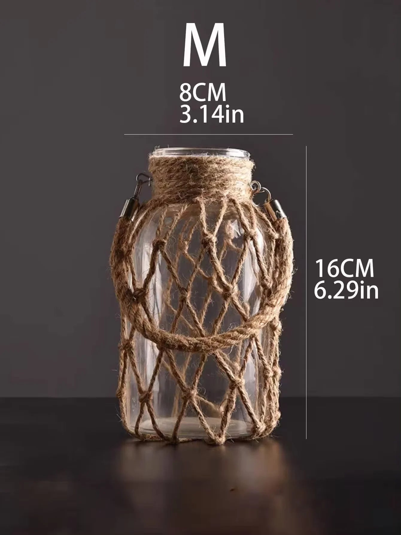 Rustic Hanging Glass Vase – Rope Net Flower Holder for Boho Home & Table Décor