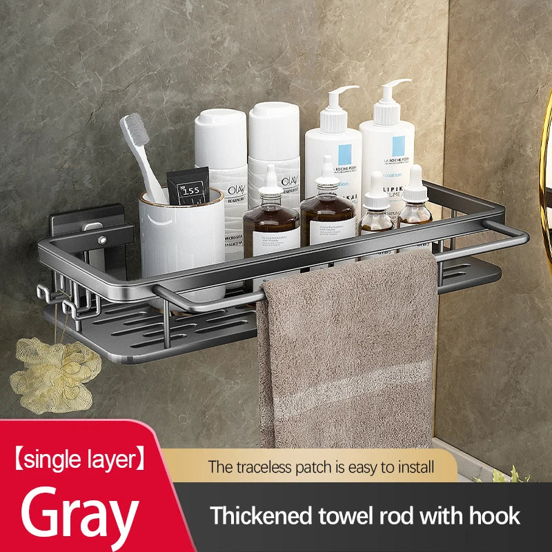 Stainless Steel Bathroom Storage Rack – Anti-Rust Suction Cup Shower Organizer