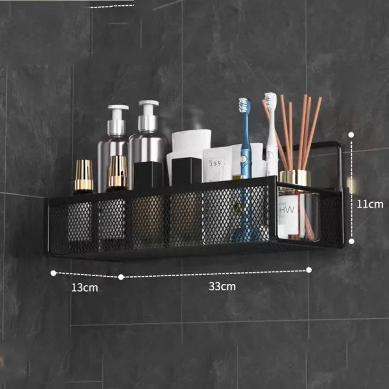 Portable Wall-Mounted Storage Rack – No-Drill Hanging Basket for Kitchen & Bathroom