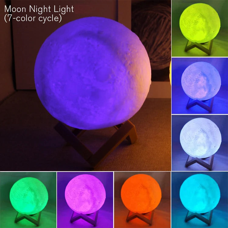 LED Moon Lamp Night Light – Starry Bedroom Decoration & Kids Gift