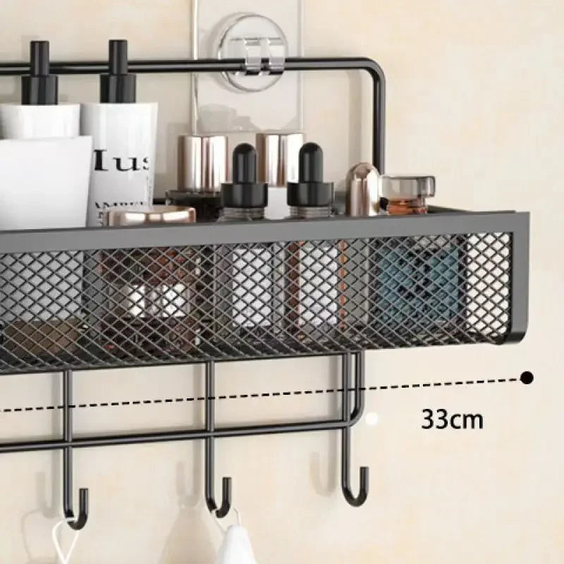 Portable Wall-Mounted Storage Rack – No-Drill Hanging Basket for Kitchen & Bathroom