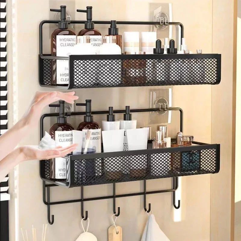 Portable Wall-Mounted Storage Rack – No-Drill Hanging Basket for Kitchen & Bathroom