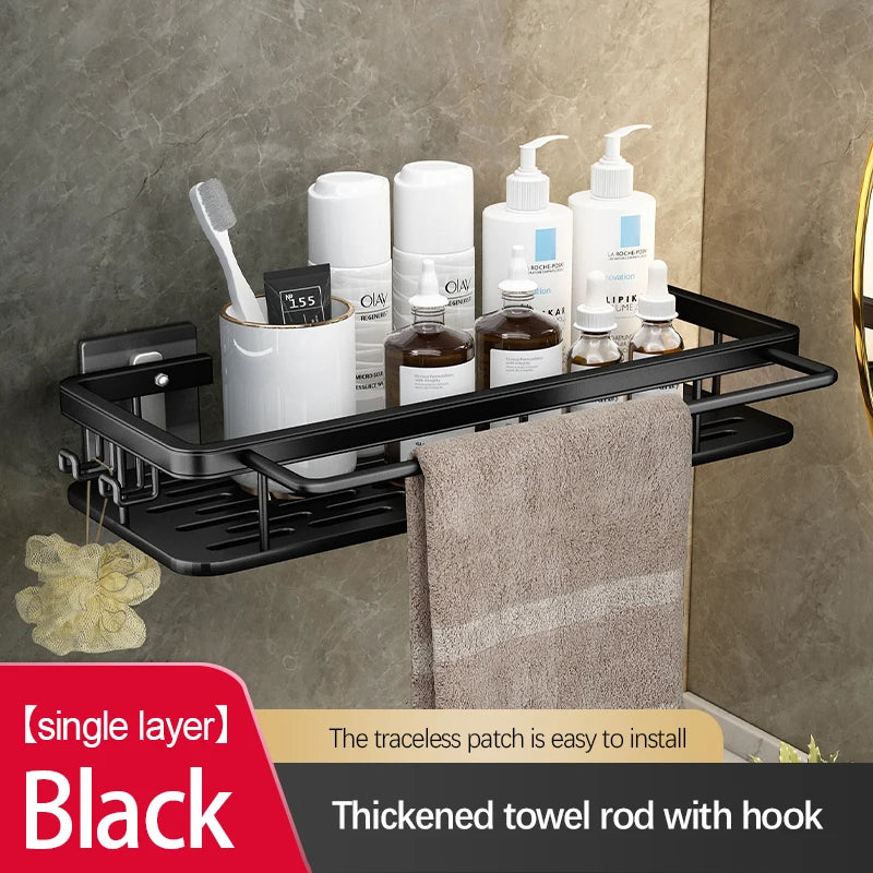 Stainless Steel Bathroom Storage Rack – Anti-Rust Suction Cup Shower Organizer