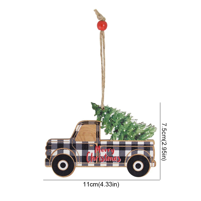 Wooden Christmas Tree Ornament – Santa Claus Xmas Sign Plaque for Home 2025