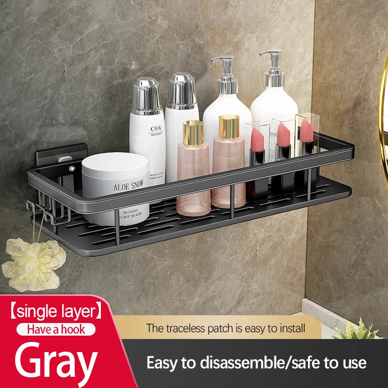 Stainless Steel Bathroom Storage Rack – Anti-Rust Suction Cup Shower Organizer